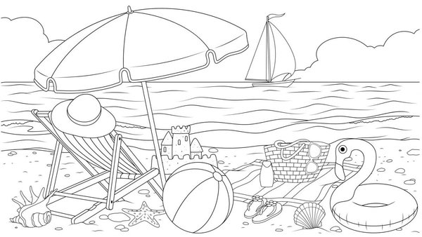 Strand Dag Zeilboot coloring page for children
