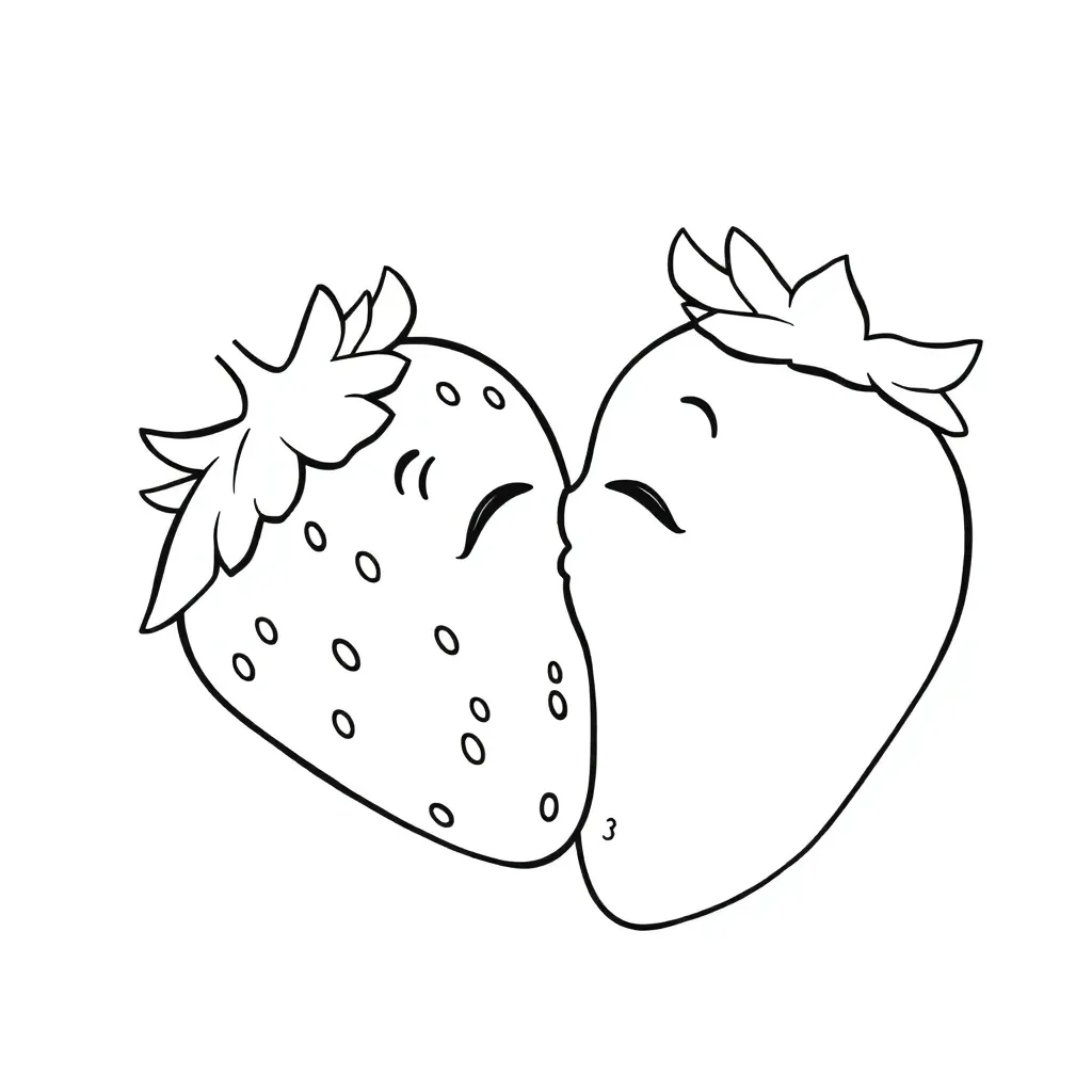 Strawberry Kiss coloring page for children