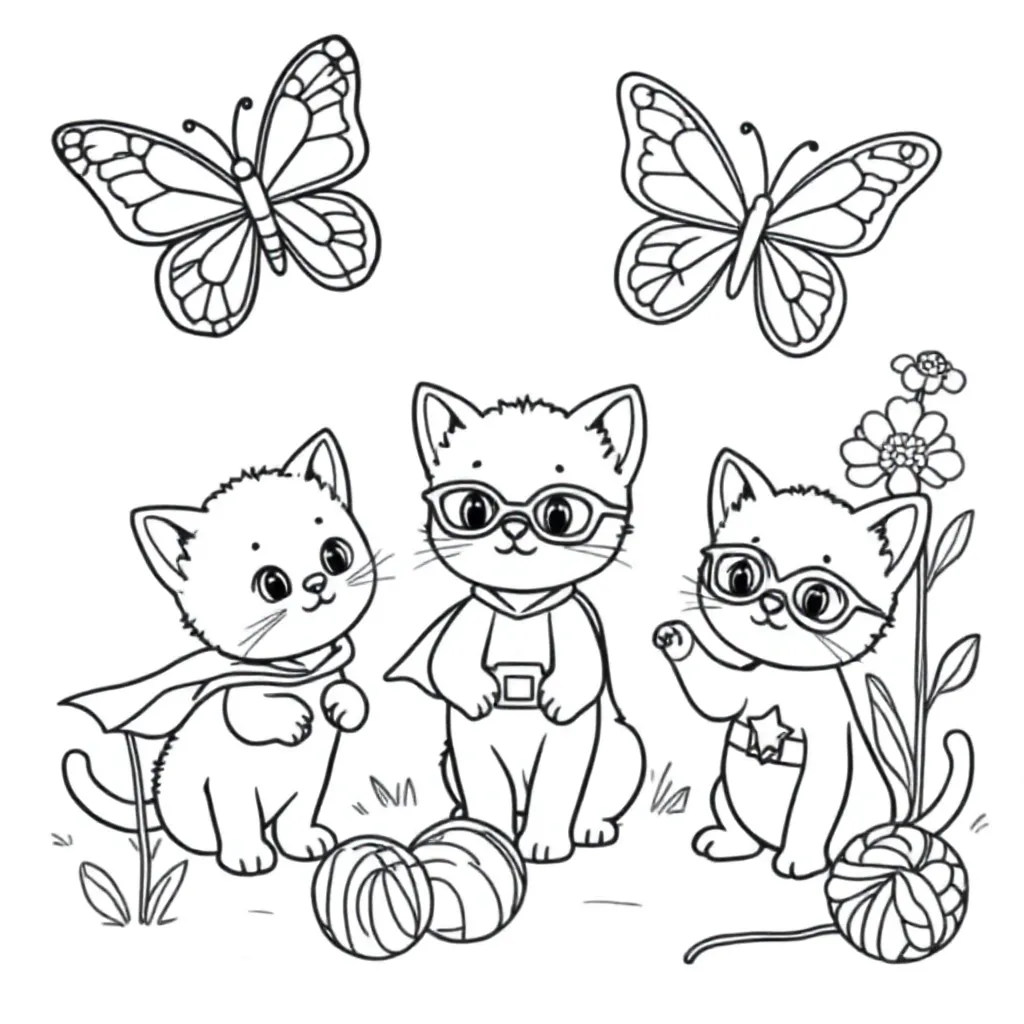 superkatjes kleurplaat voor kinderen