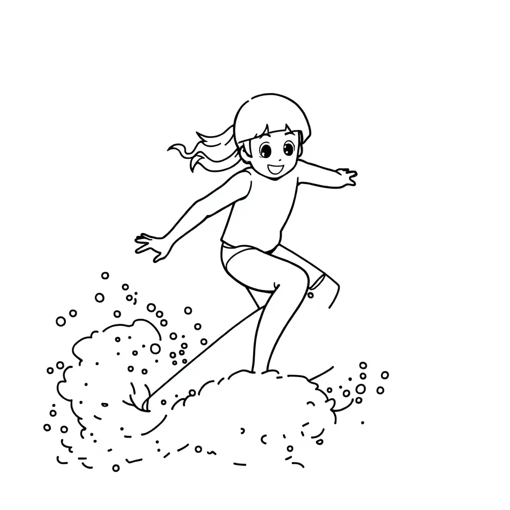 Surf coloring page for children