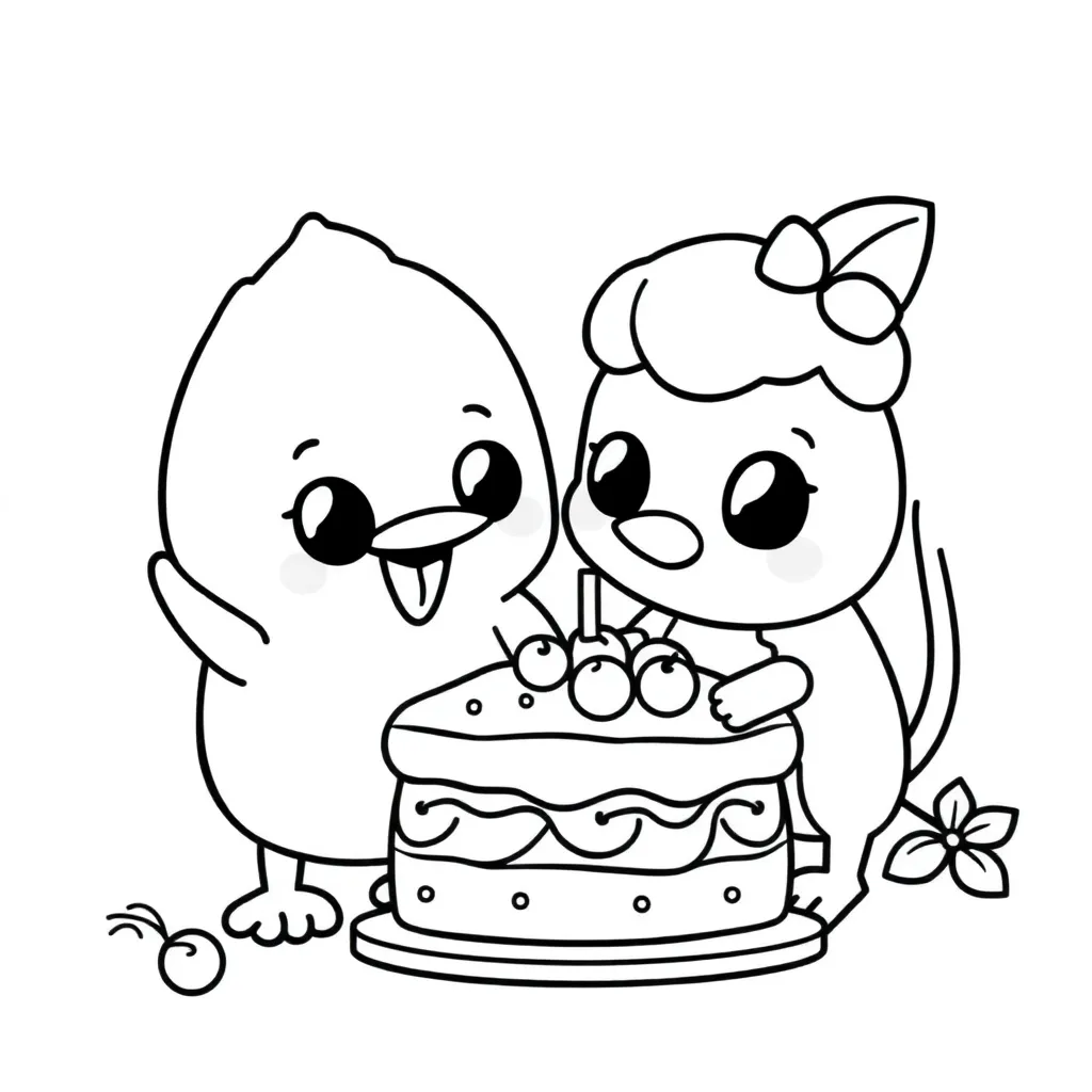 Taart En Kaarsen coloring page for children