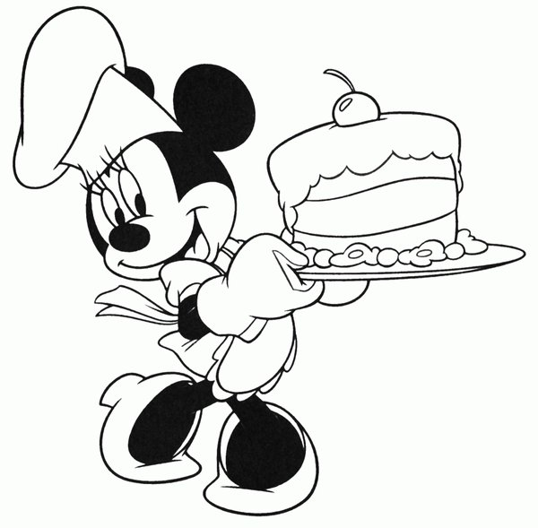 Tarta de Minnie Mouse coloring page for children