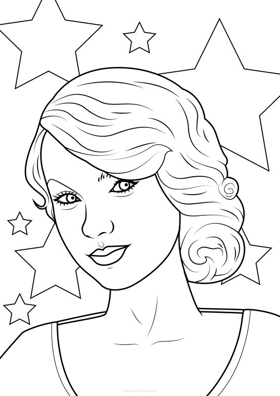 Taylor Swift star background coloring page