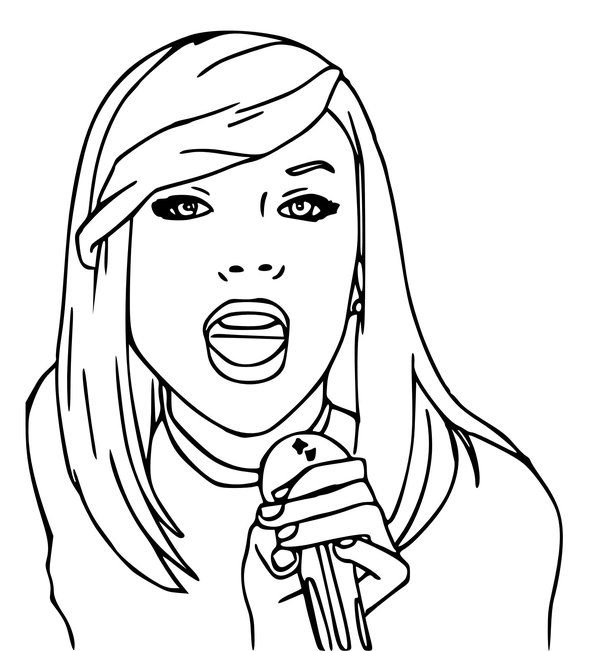 Taylor Swift Cantando coloring page for children