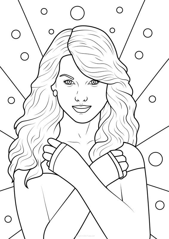 Taylor Swift mit gekreuzten Armen coloring page for children