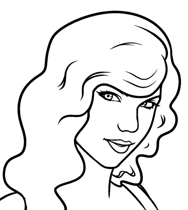 Taylor Swift schaut in die Kamera coloring page for children