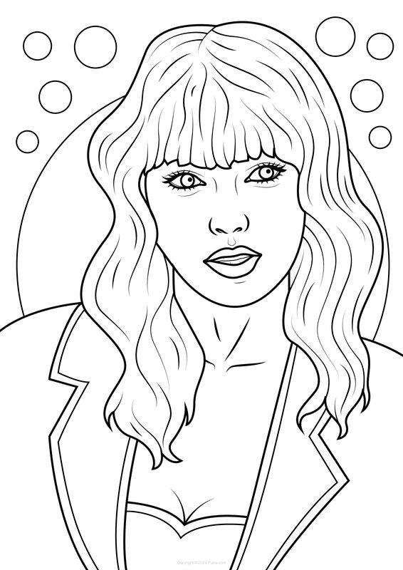 Taylor Swift wearing a jacket coloring page for children