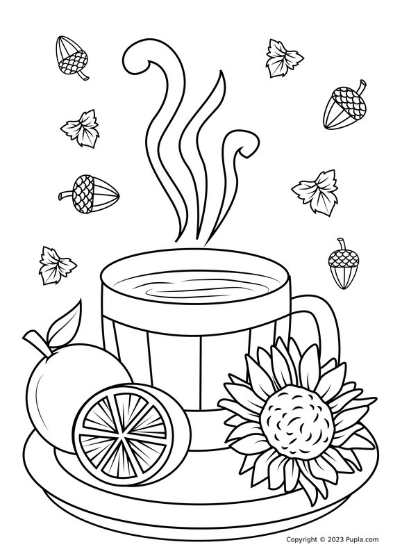 Te De Accion De Gracias coloring page for children