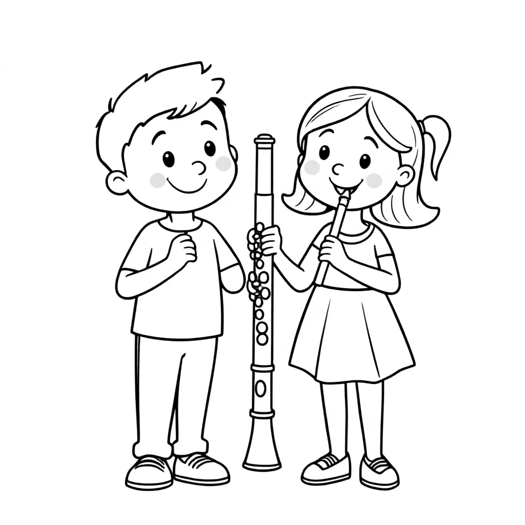 Tekst Om In Te Kleuren Samen In Harmonie Twee Kinderen Me... coloring page for children