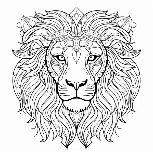 Tête de Lion détaillée coloring page for children