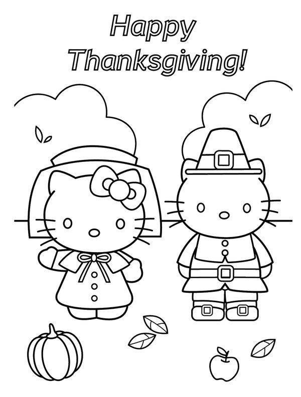 Thanksgiving Hello Kitty coloring page for children