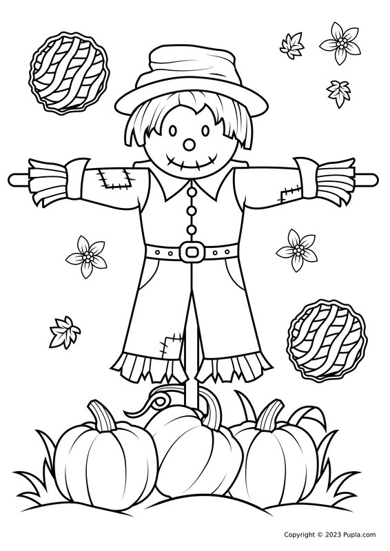 Thanksgiving Scarecrow coloring page for children
