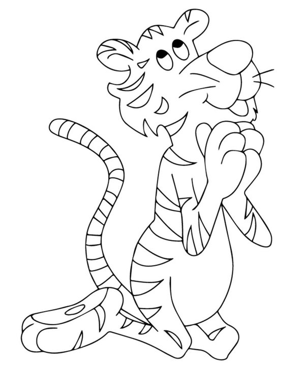 Tigre Rezador De Dibujos Animados coloring page for children