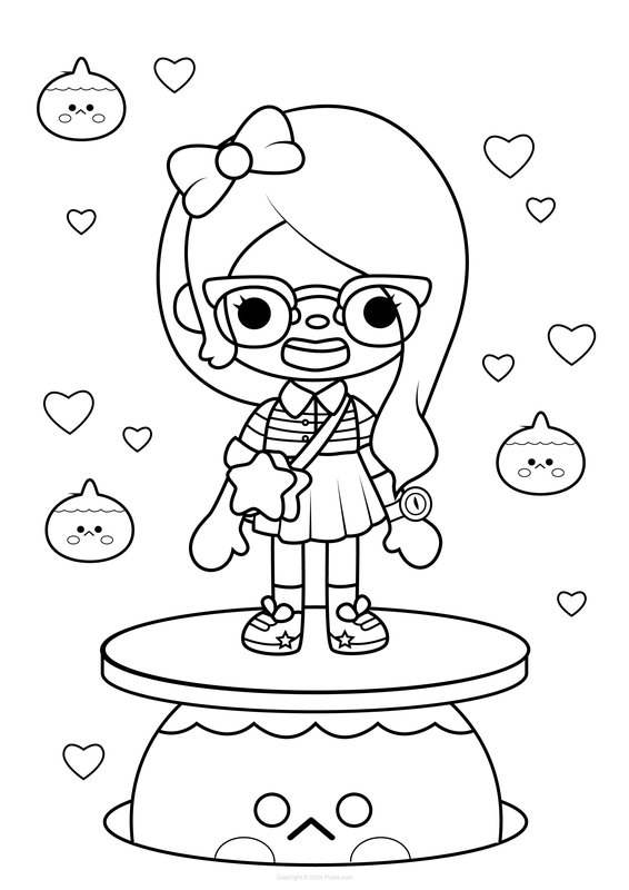 Toca Boca Chica Con Gafas coloring page for children