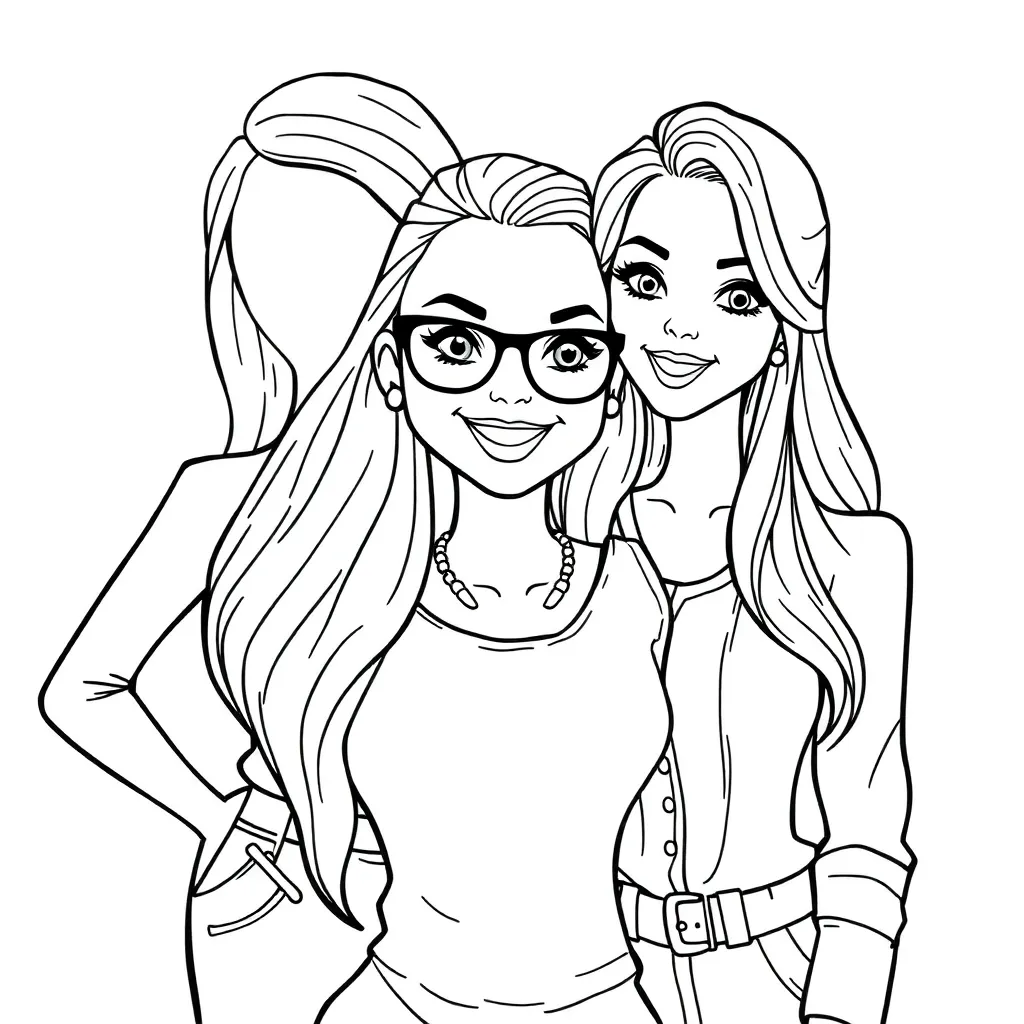 Topmodel Vriendinnen coloring page for children