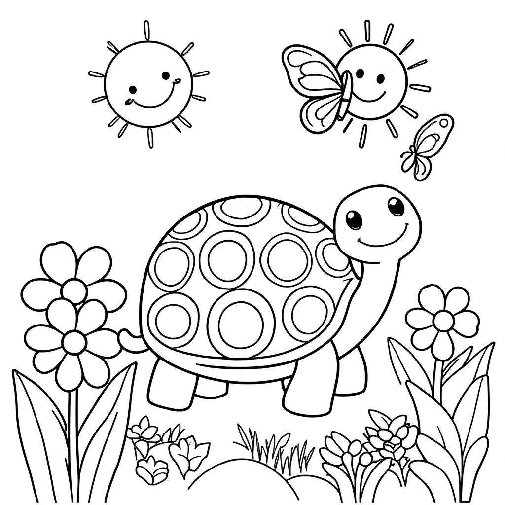 schildpad kleurplaat voor kinderen