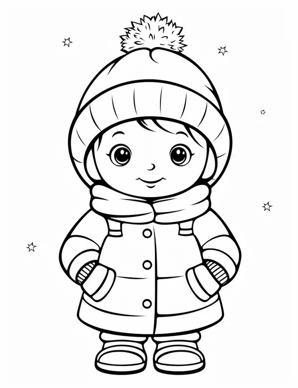 Tout-petit Dans la Neige coloring page for children