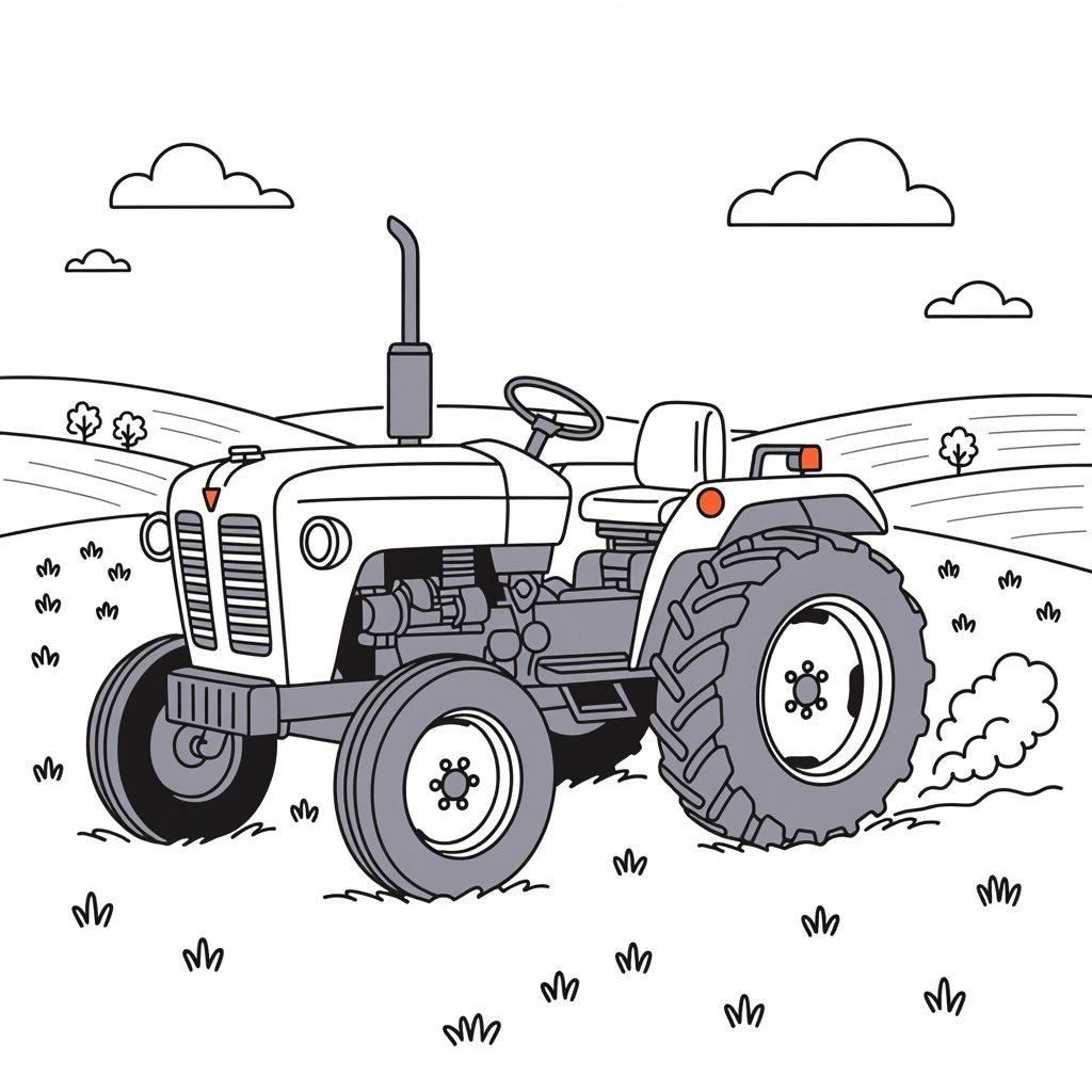 tracktor coloring page for children