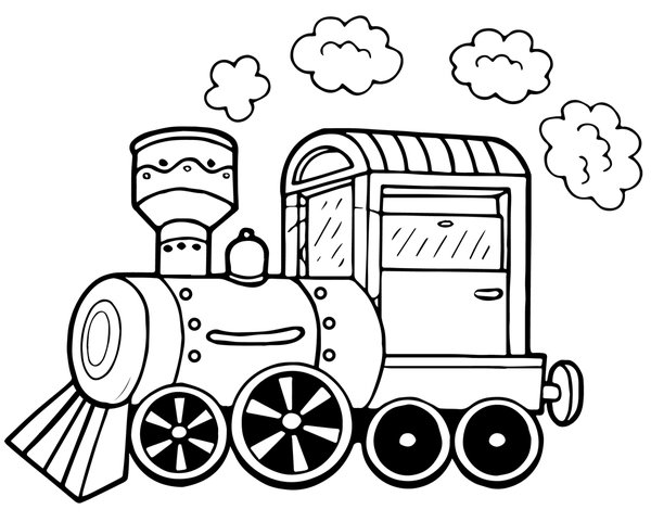 Feuille de coloriage Train avec Nuages de Vapeur