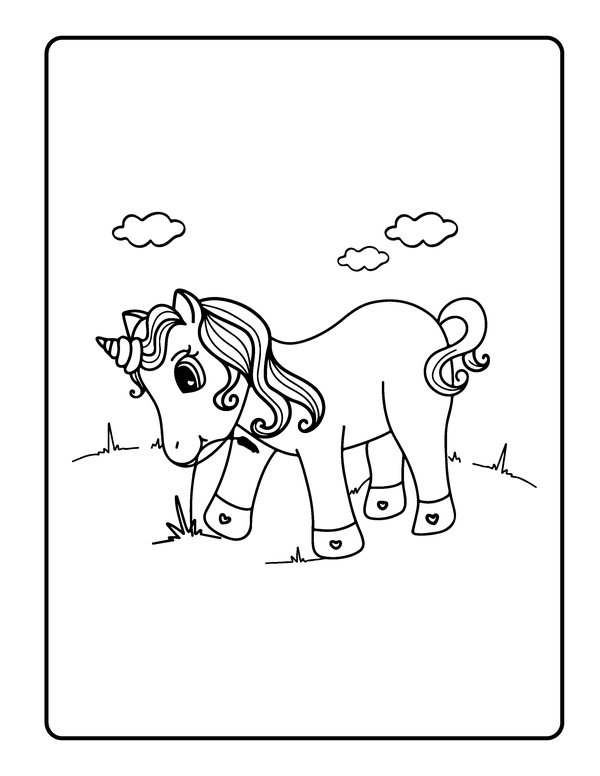 Unicorn Grass coloring page for children