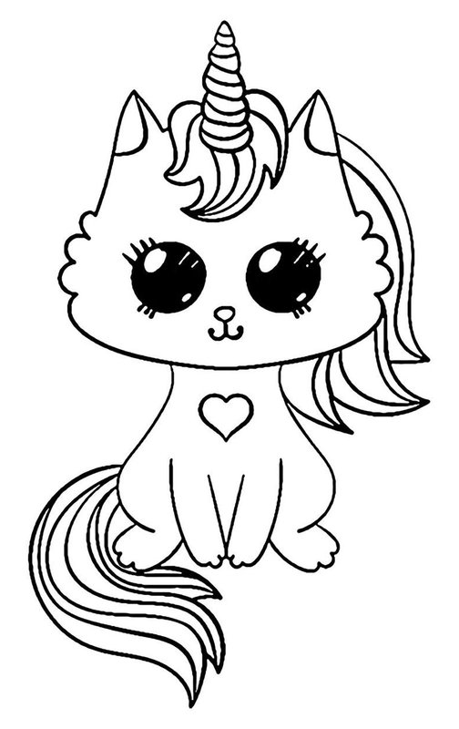 Unicorn Kitten coloring page for children