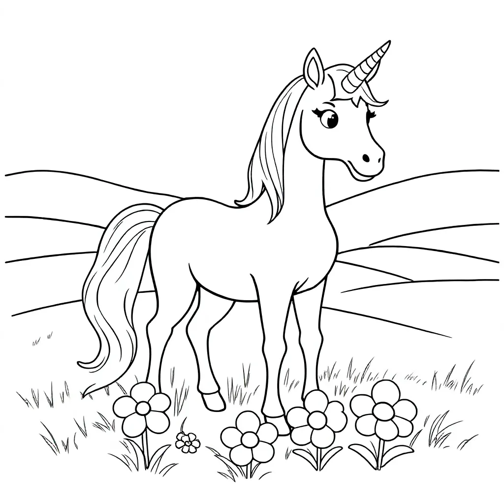 Unicorn coloring page for children