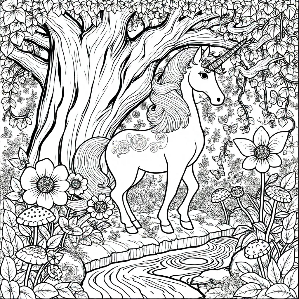 unicorn coloring page for children