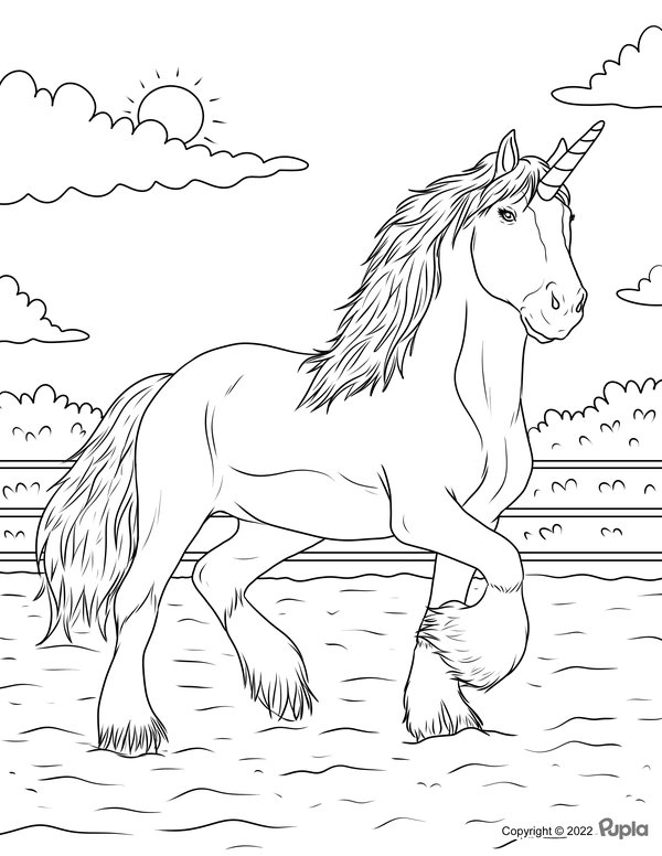 Unicorn Manage coloring page for children