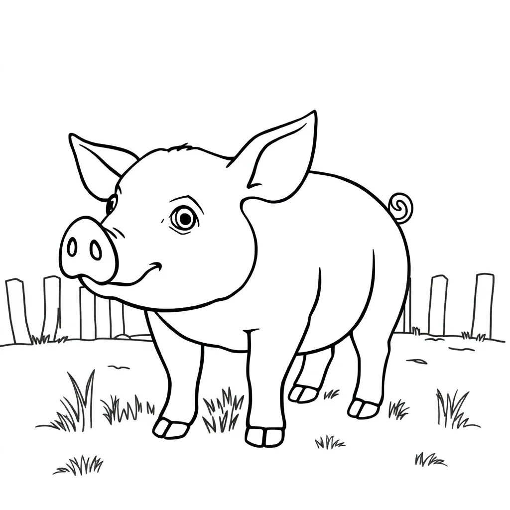 Varken Boerderij Schattig Vrolijk Tekenfilm coloring page for children
