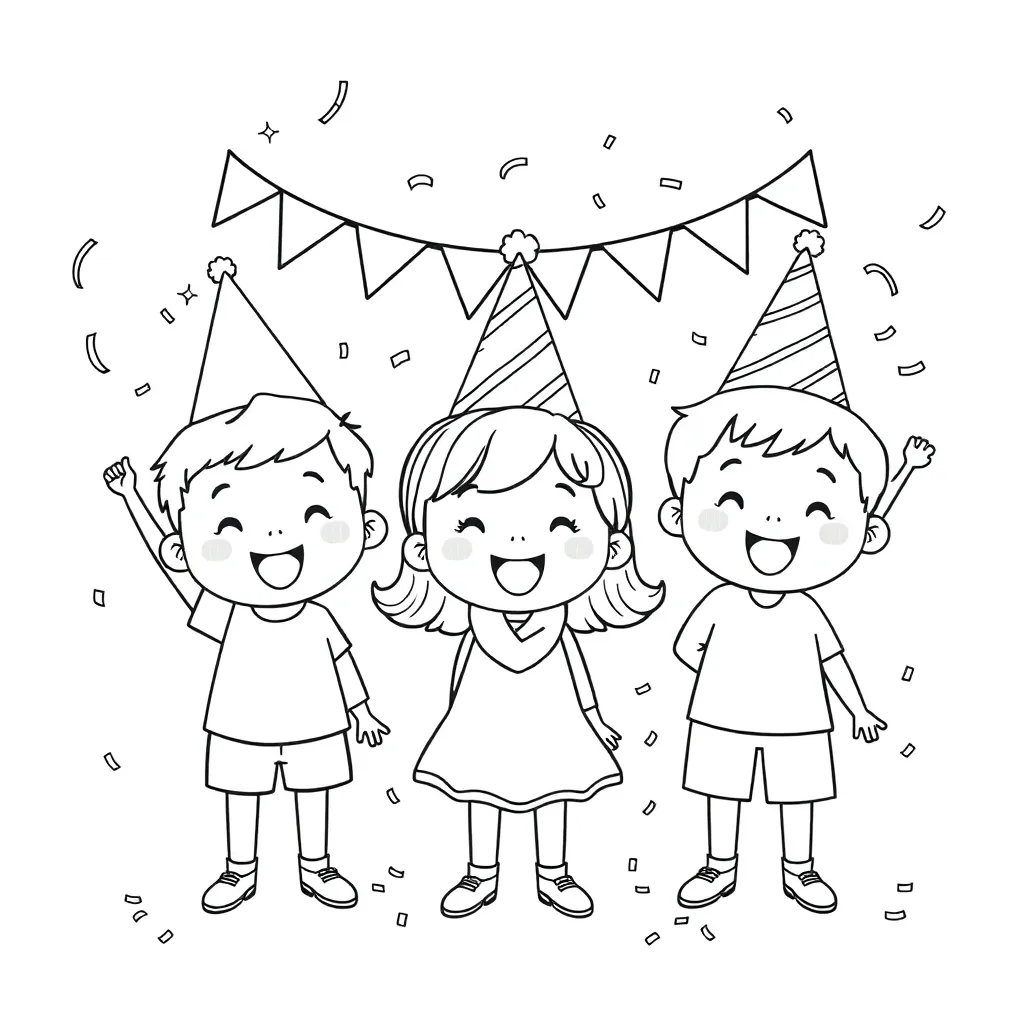 Verjaardag Feest Kinderen Vrolijk Creatief coloring page for children