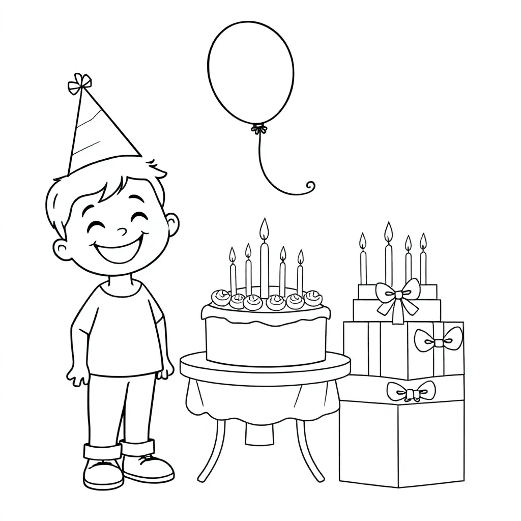 verjaardag coloring page for children