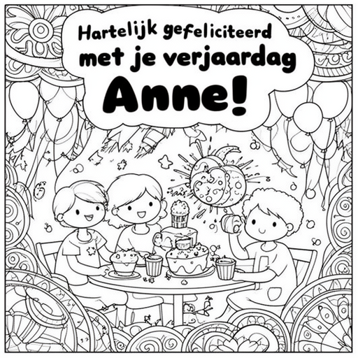 Verjaardag van beste vriendin kleurplaat voor kinderen