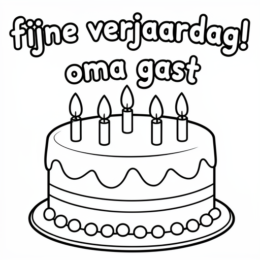 verjaardags taart kleurplaat voor kinderen