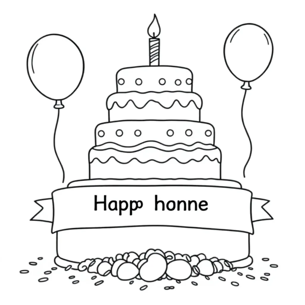 verjaardagstaart met naam coloring page for children