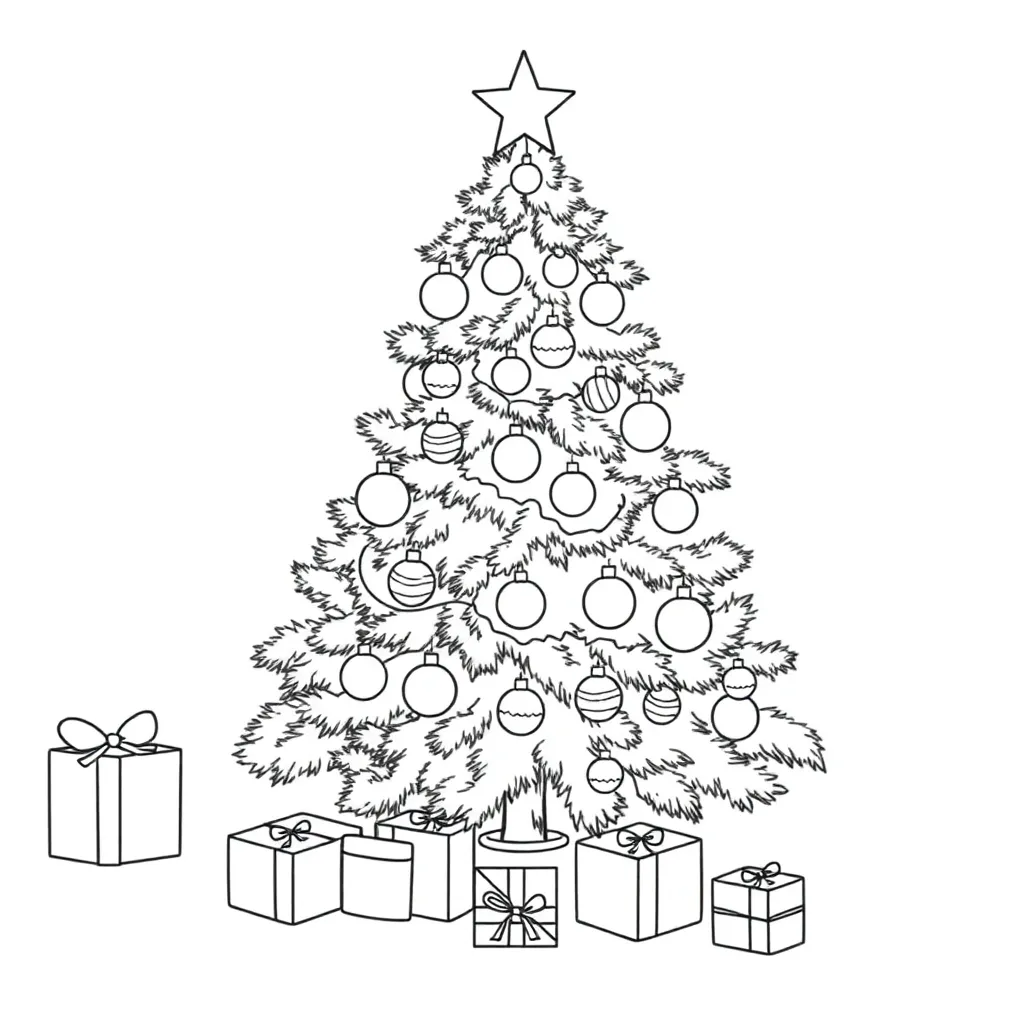 Versierde Kerstboom Feestdagen Kerst Seizoenen Sinterklaas coloring page for children