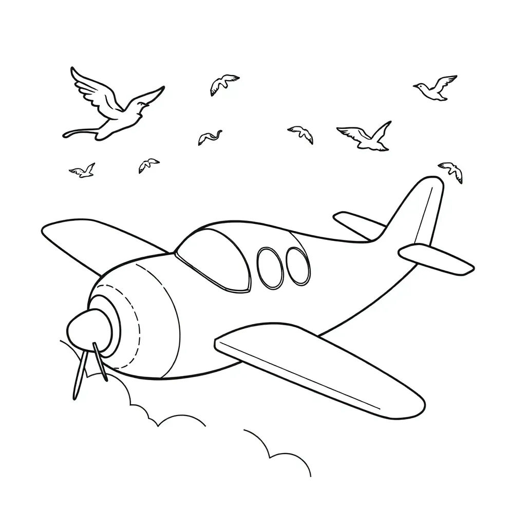 Vliegtuig Passagier Reizen Luchtvaart Transport coloring page for children