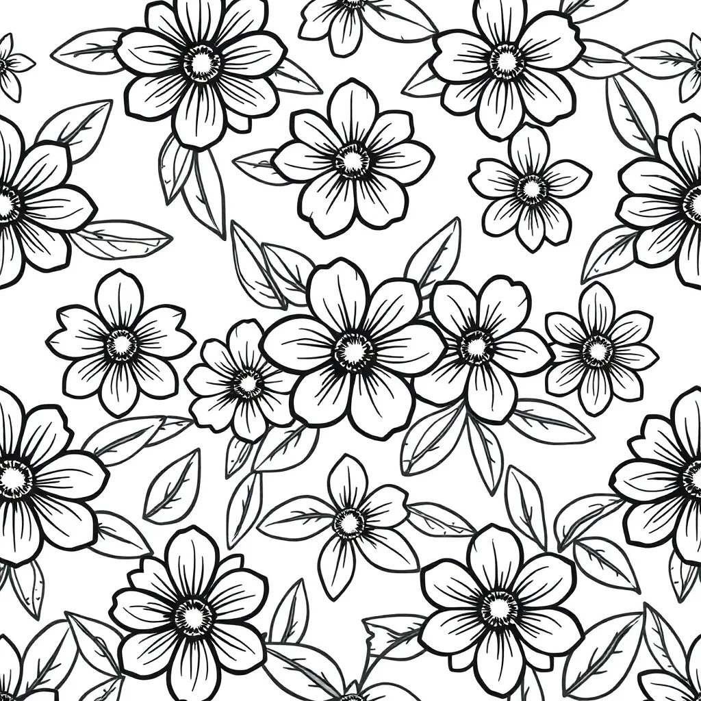 Volwassenen Bloemen Natuur Ontspanning Creatief coloring page for children