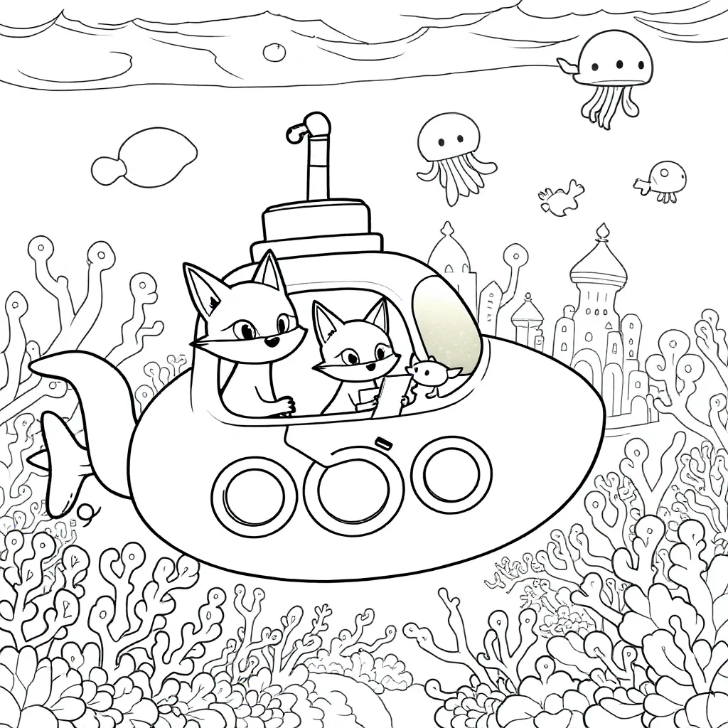 Vossenfamilie Op Theepot Onderzeeer Ontdekt Lichtgevende ... coloring page for children