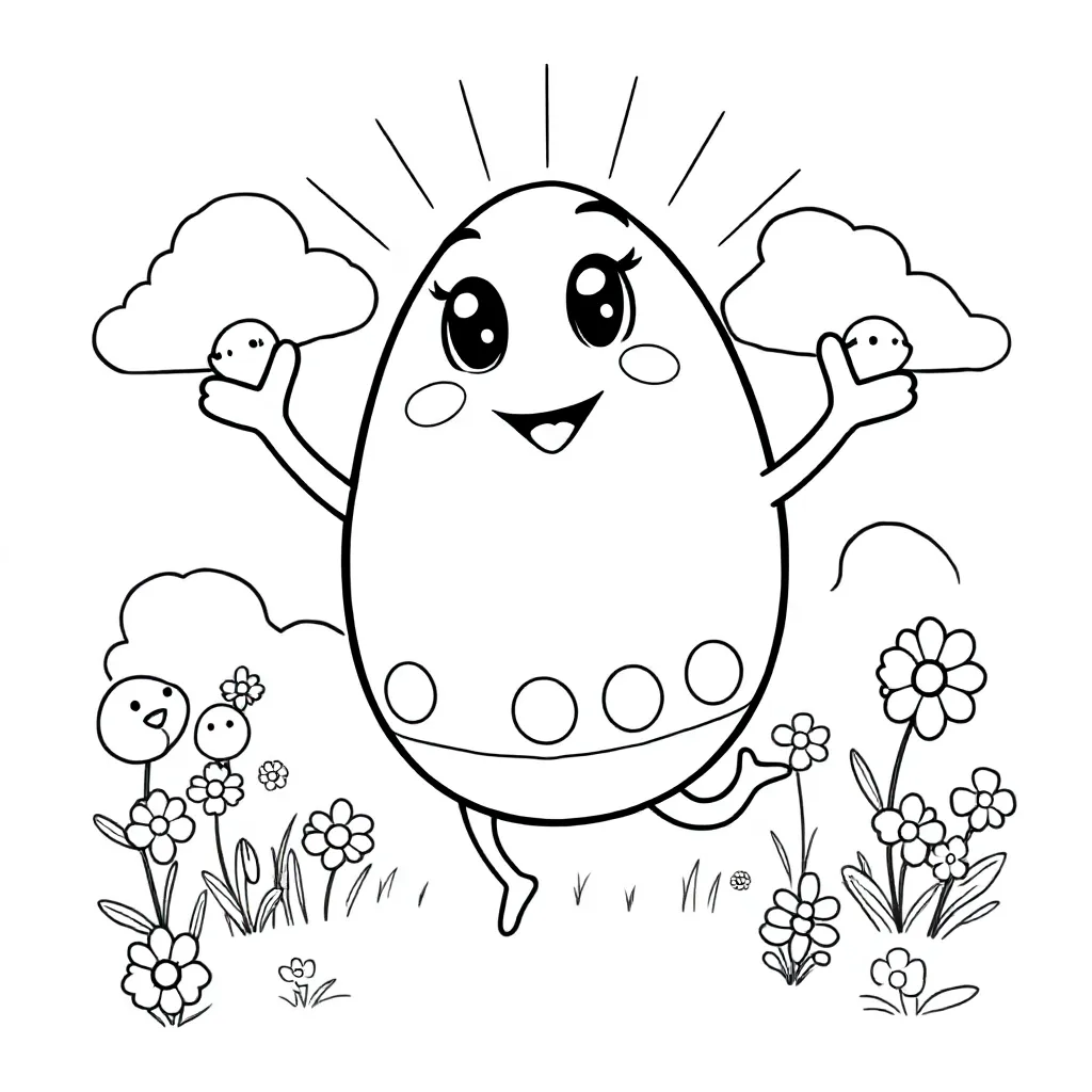 Vrolijk Ei coloring page for children