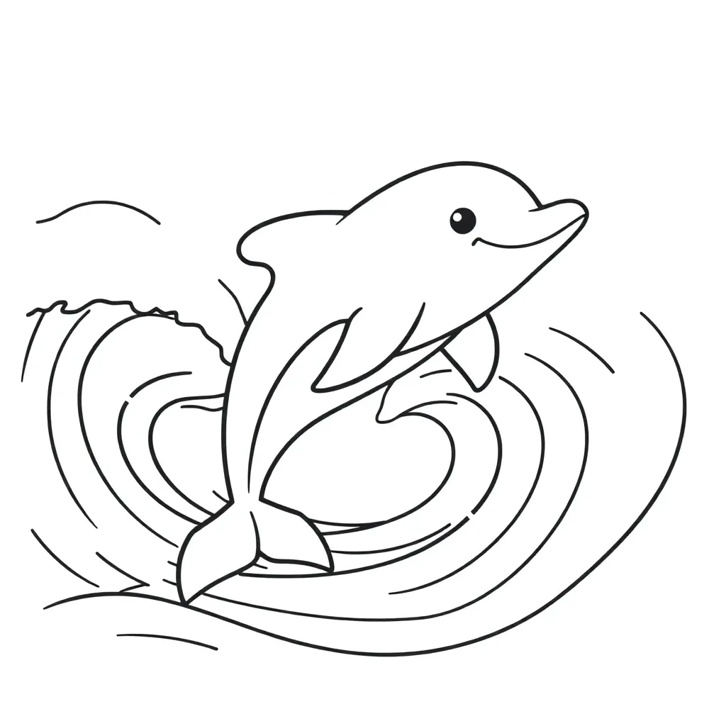 Vrolijke Dolfijn Zeedier Oceaan Speels Grappig coloring page for children