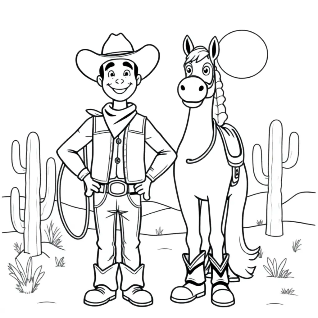 Western coloring page for children