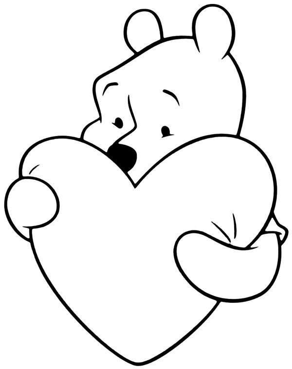 Winnie The Pooh Heart coloring page for children