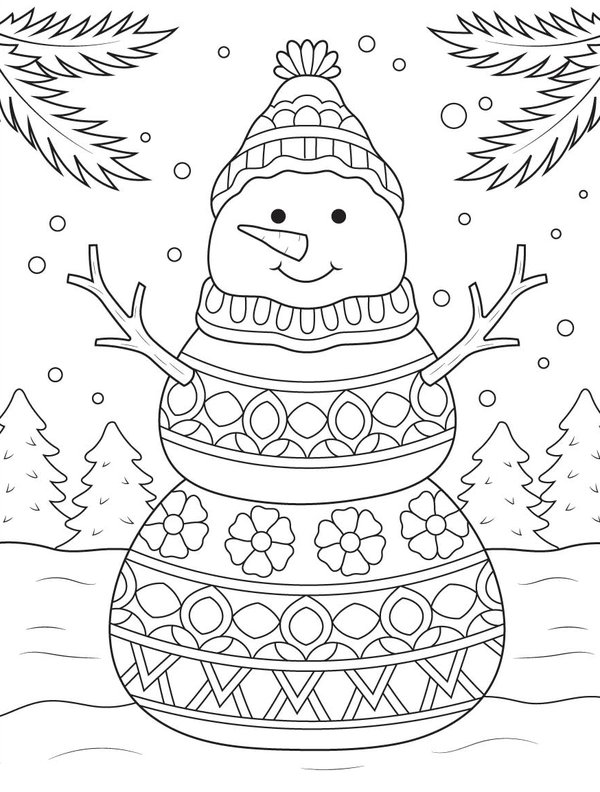 Winter Sneeuwpop Gedetailleerd coloring page for children