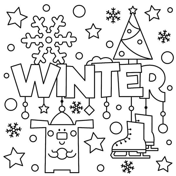 Winter Woorden coloring page for children
