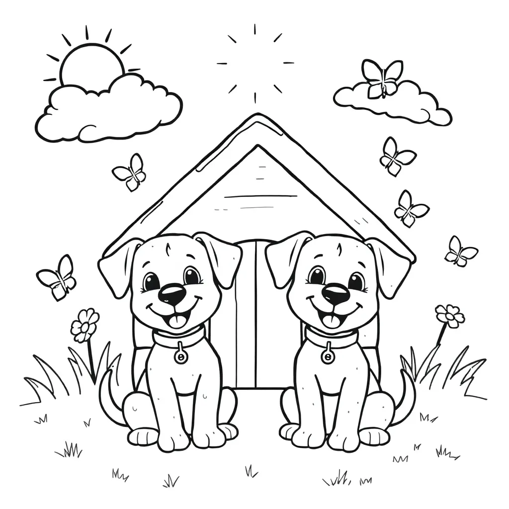 Woezel Pip Honden Cartoon Vrolijk coloring page for children