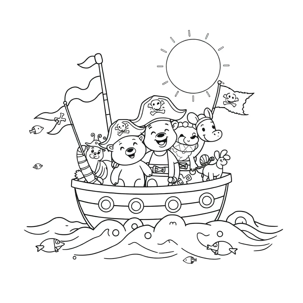 Woezel Pip Piraten Avontuur Dieren coloring page for children