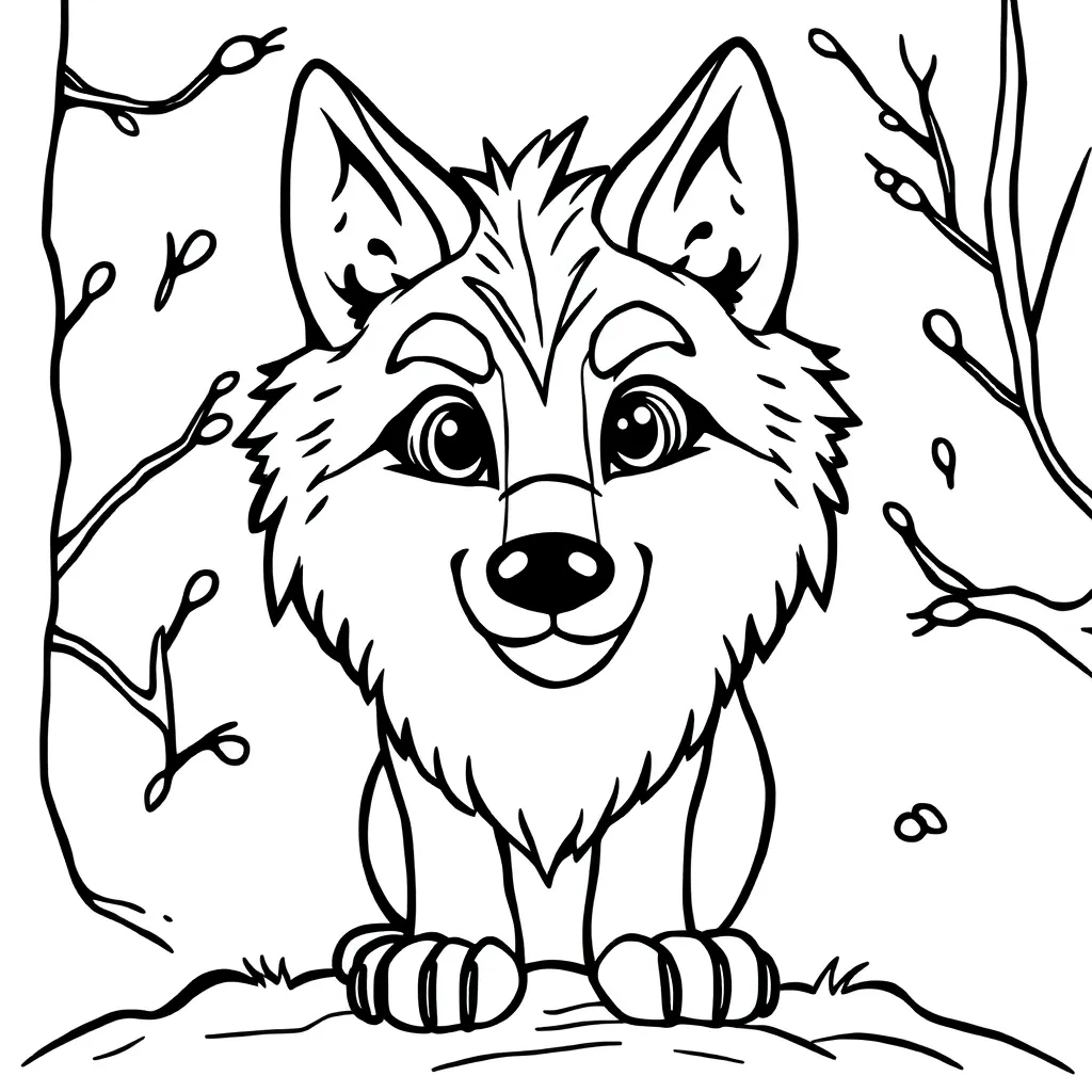 Wolf Wilde Natuur Bos Avontuur coloring page for children