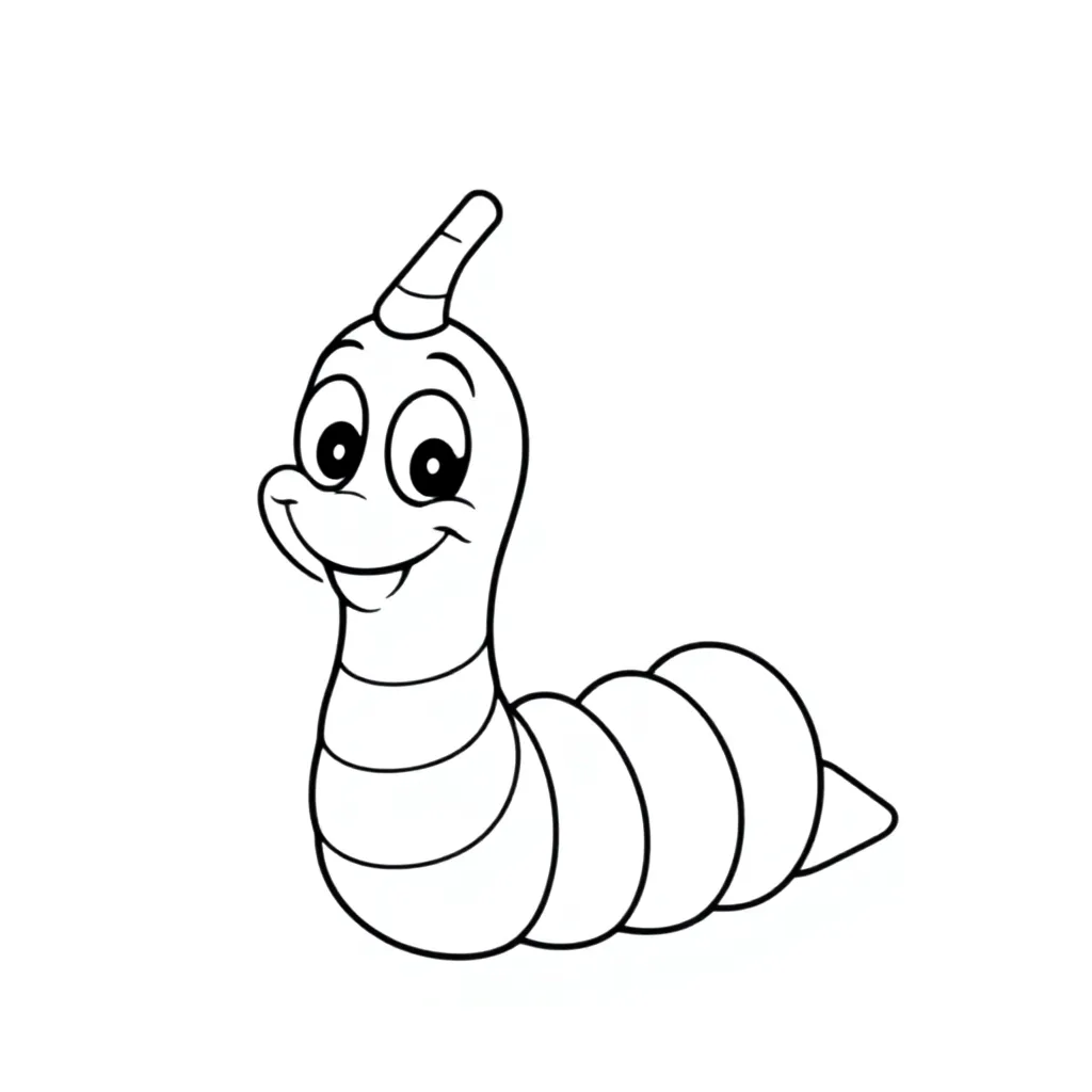 worm met horn coloring page for children