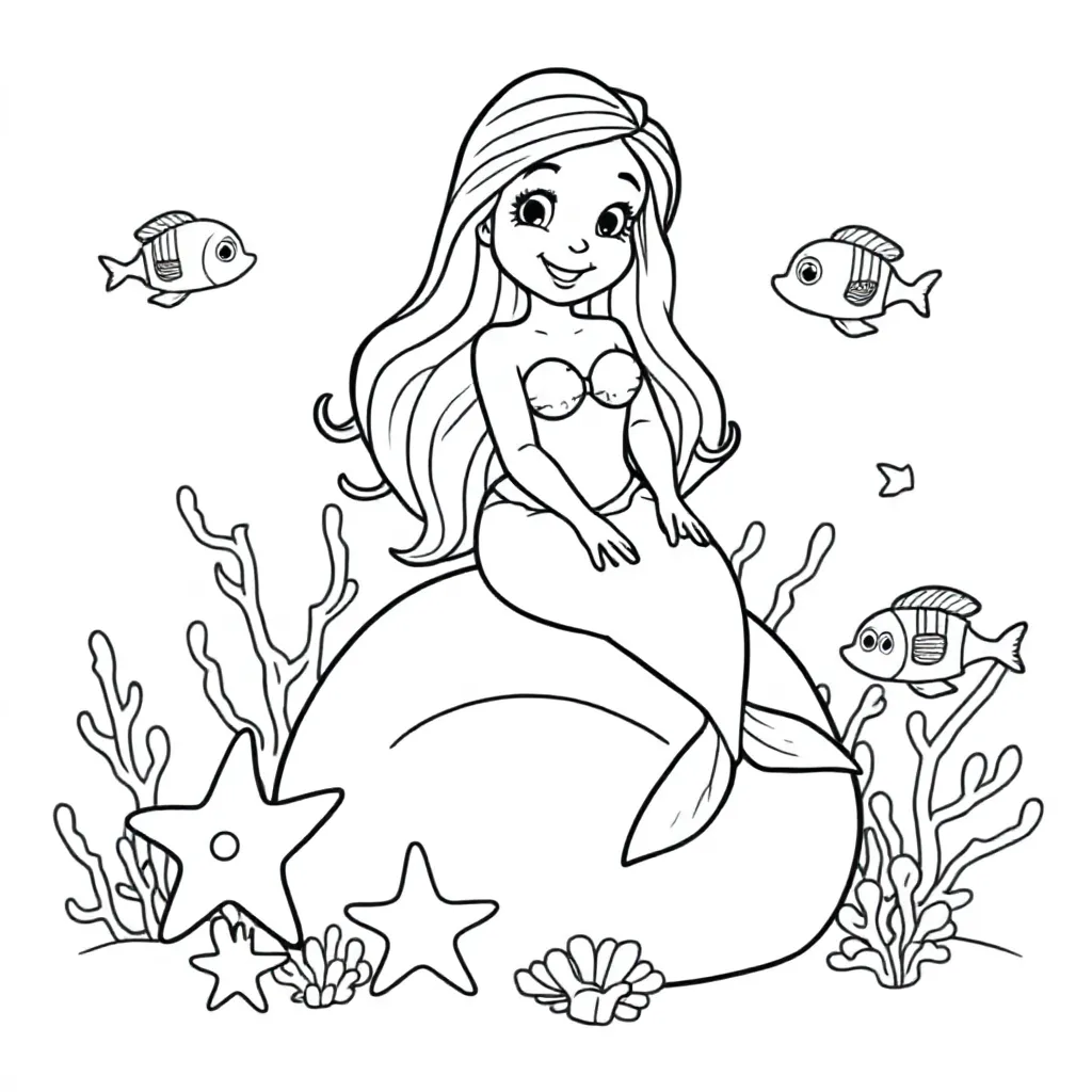 Free Mermaid Coloring Page for Kids