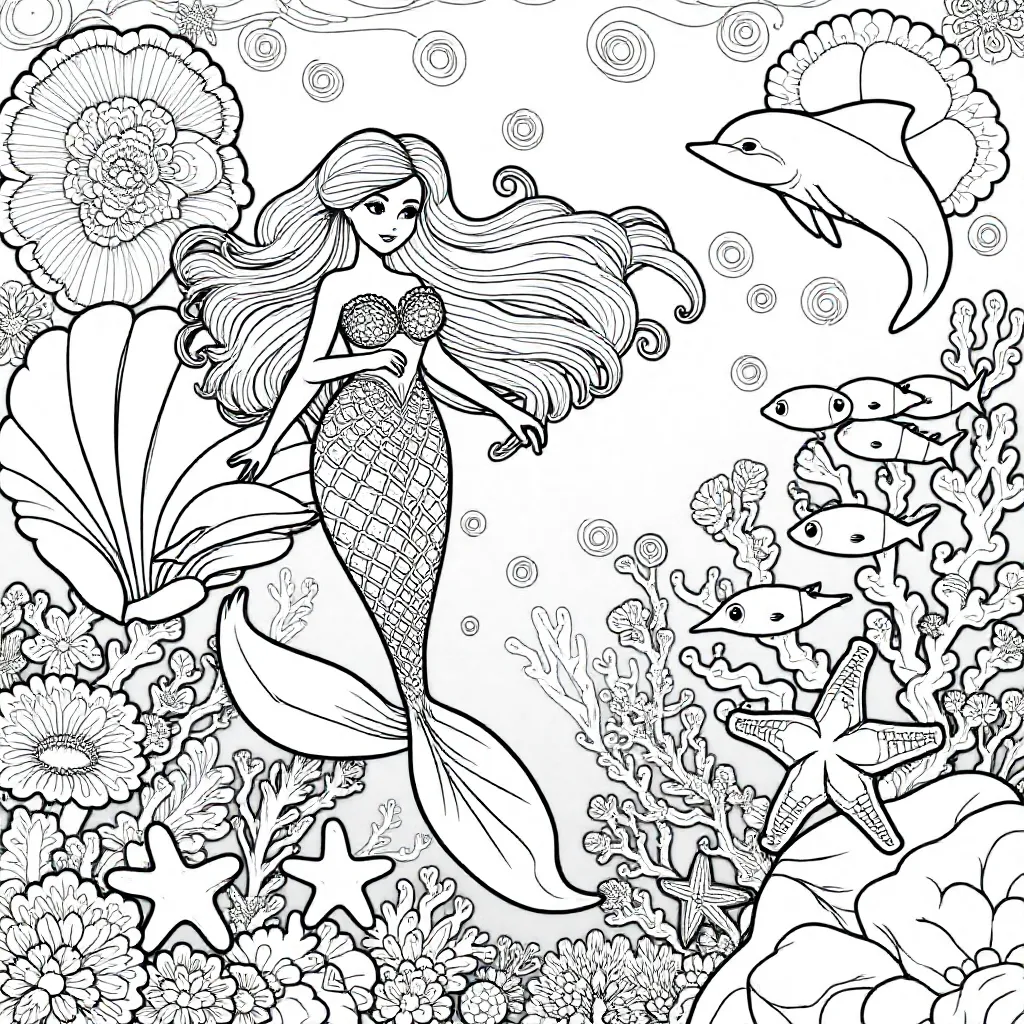 Zeemeermin coloring page for children